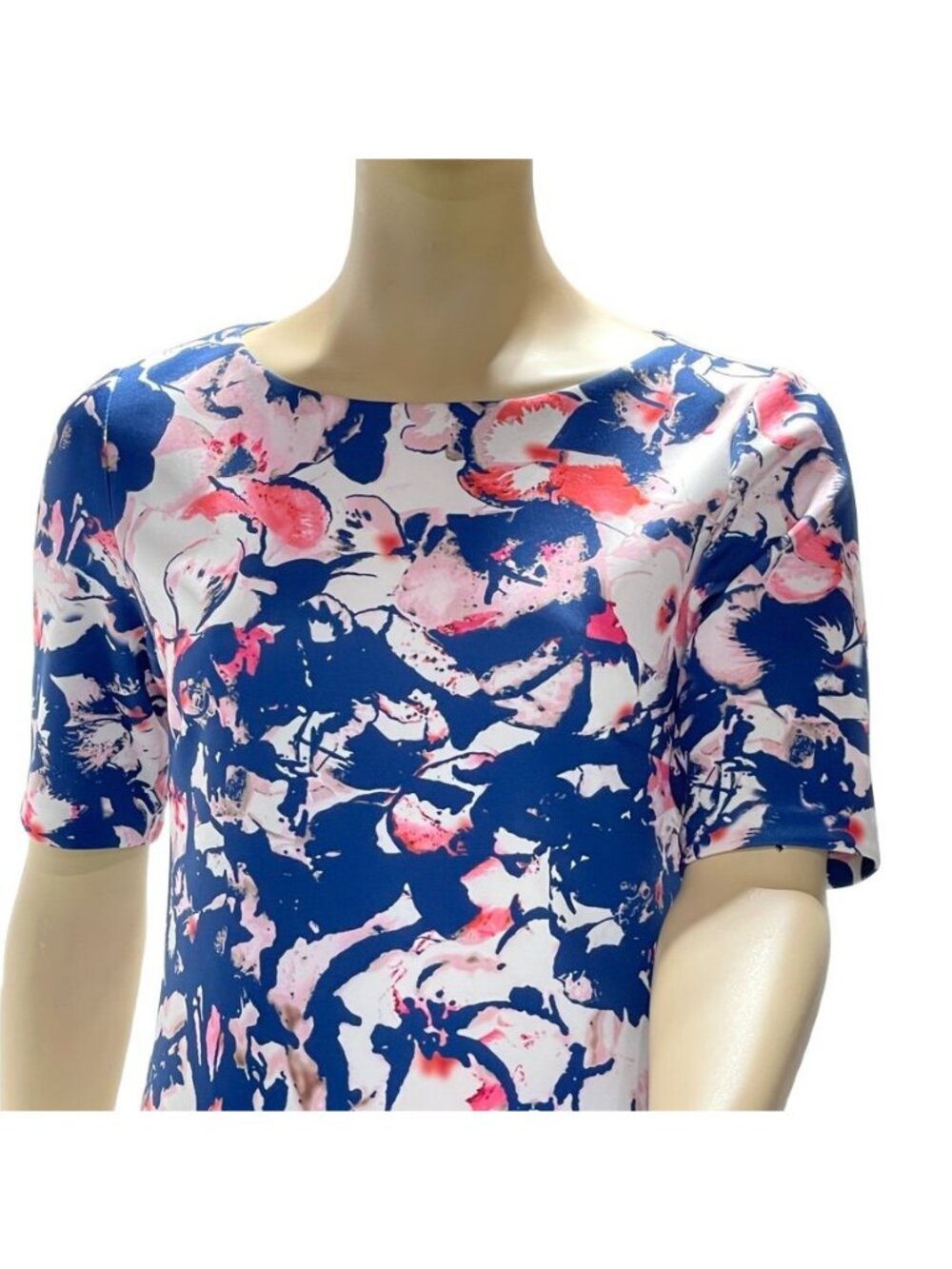 Alex Marie Floral Print Sheath Dress Size 4 Blue & Pink Short Sleeve Knee-Length - Picture 8 of 13